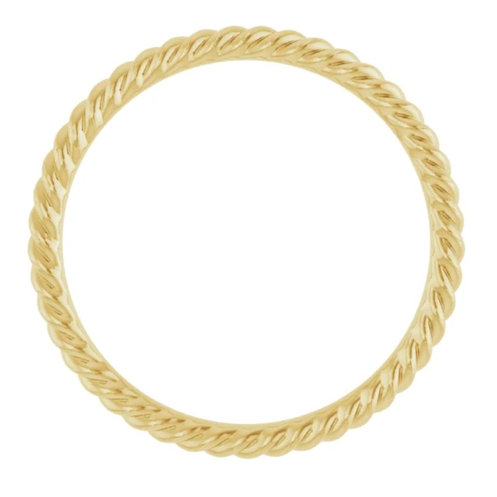 14K Solid Gold Skinny Rope Ring - Picture 2 of 9